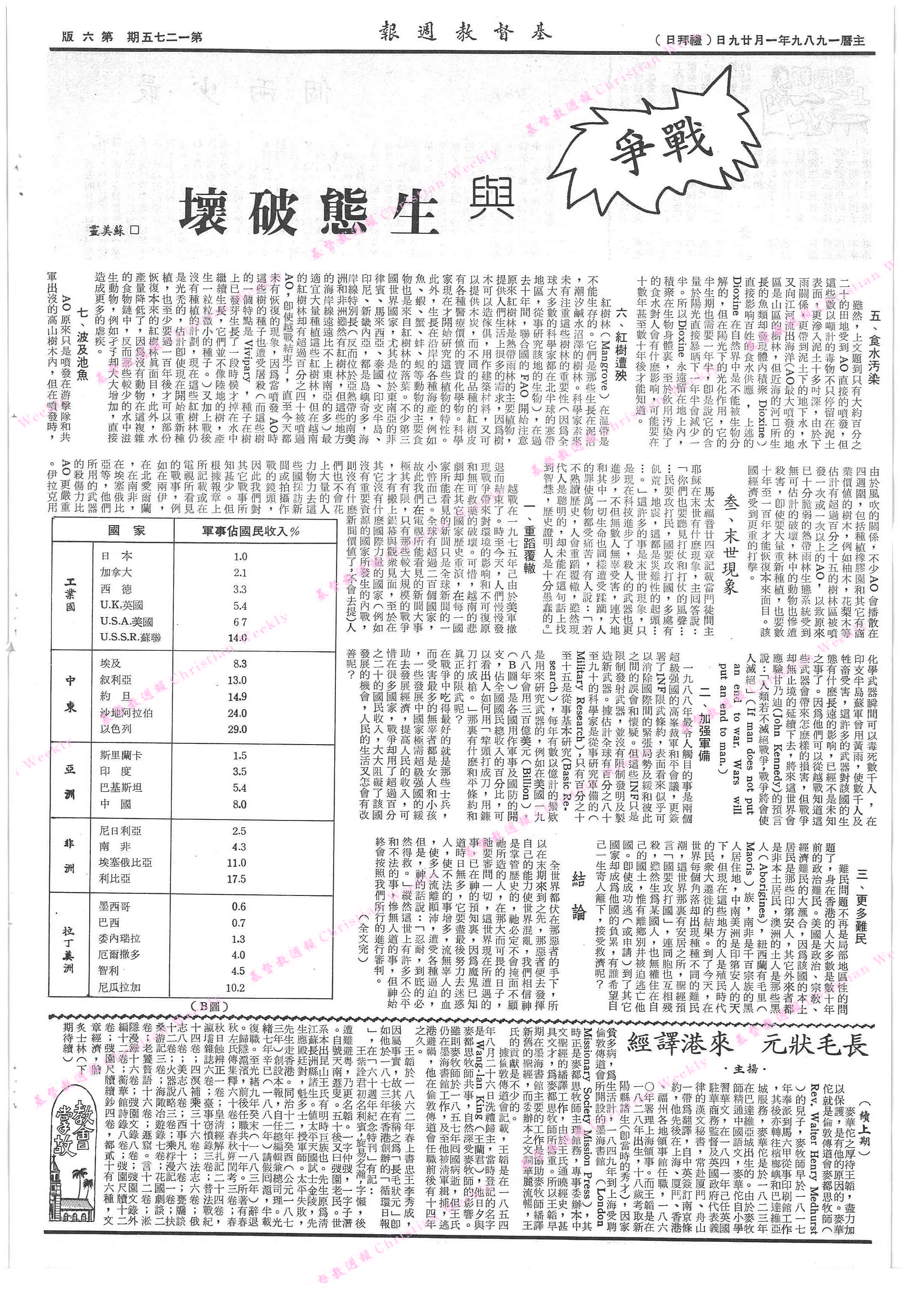 基督教週報封面